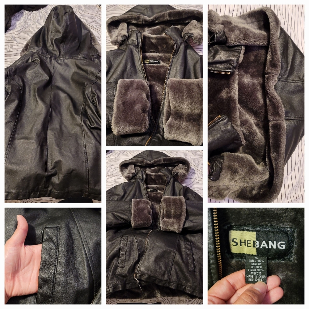 Black Leather Coat XL (100% LEATHER)